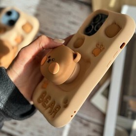 گارد فانتزی خرسی برجسته سیلیکونی پفکی مناسب گوشی ایفون مدل 15PROMAX